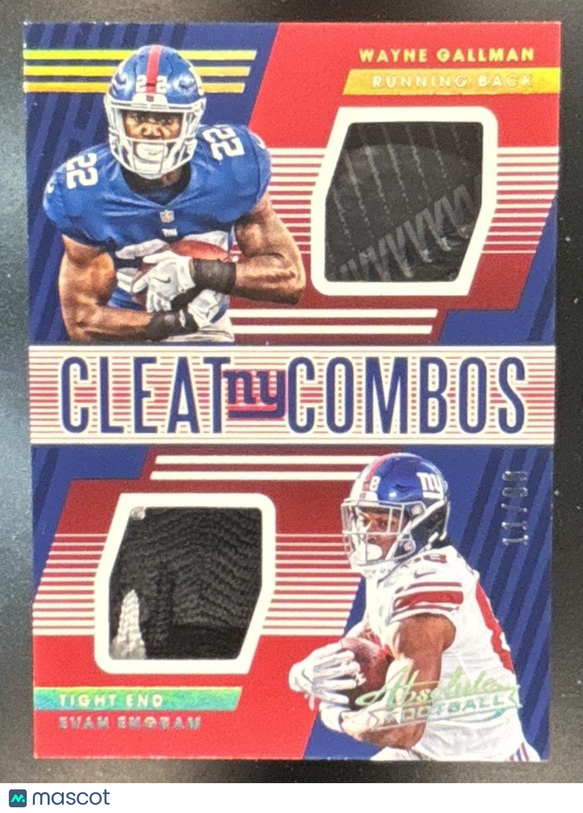 2018 Panini Absolute Evan Engram Wayne Gallman Cleat Combos /99 MEM Giants