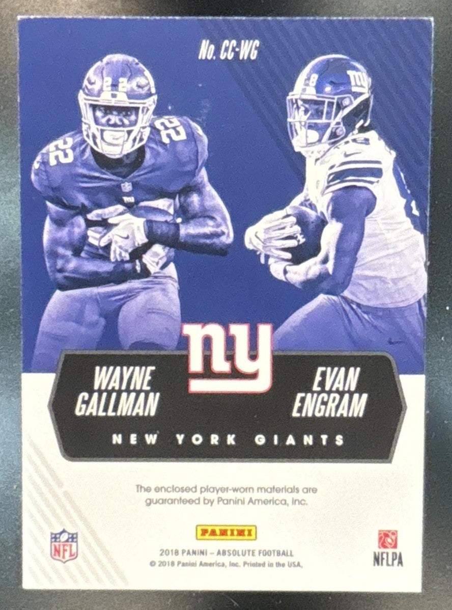 2018 Panini Absolute Evan Engram Wayne Gallman Cleat Combos /99 MEM Giants