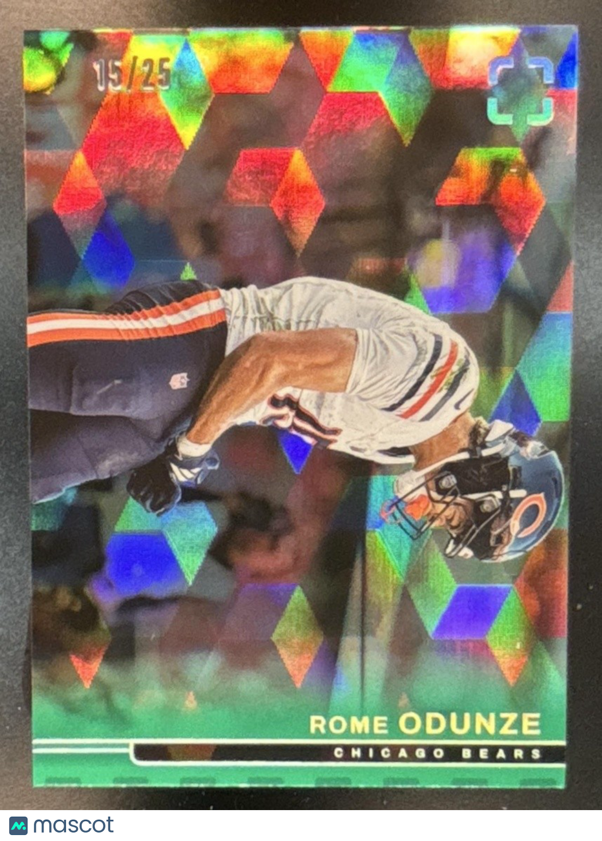 2025 Panini PhotoGenic Rome Odunze Horizontal Green /25 #117 Chicago Bears