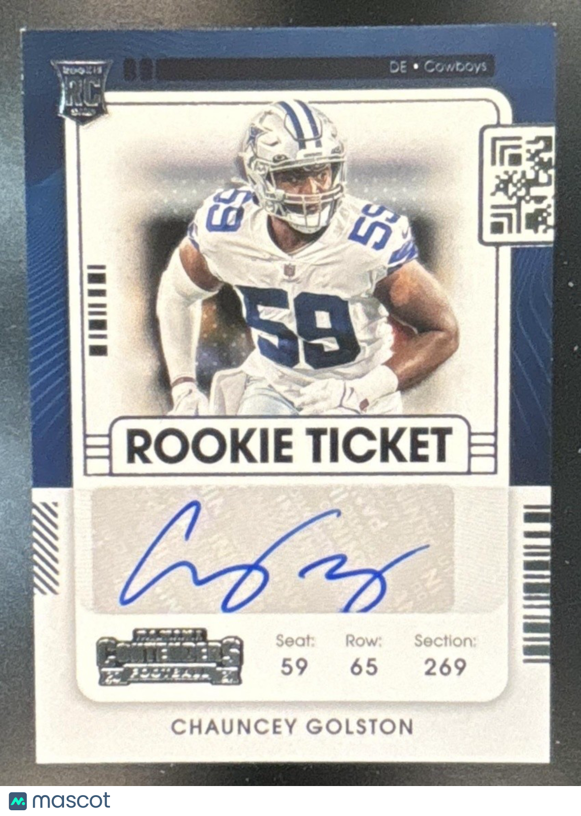2021 Panini Contenders Chauncey Golston #187 Auto RC Dallas Cowboys