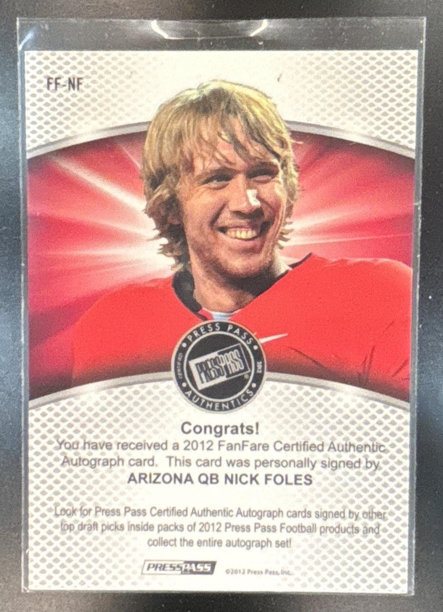 2012 Press Pass Fanfare Nick Foles #FF-NF Auto Arizona Wildcats