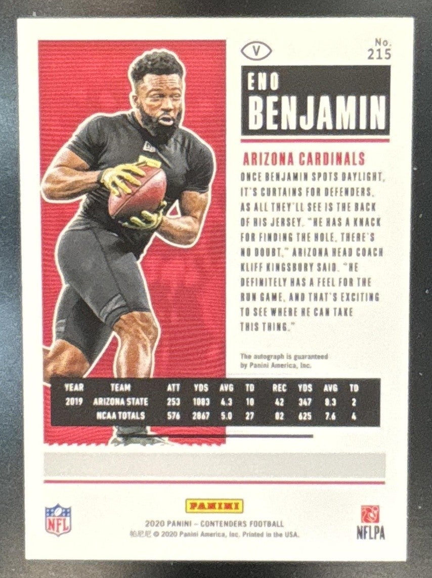 2020 Panini Contenders Eno Benjamin #215b Auto RC Arizona Cardinals
