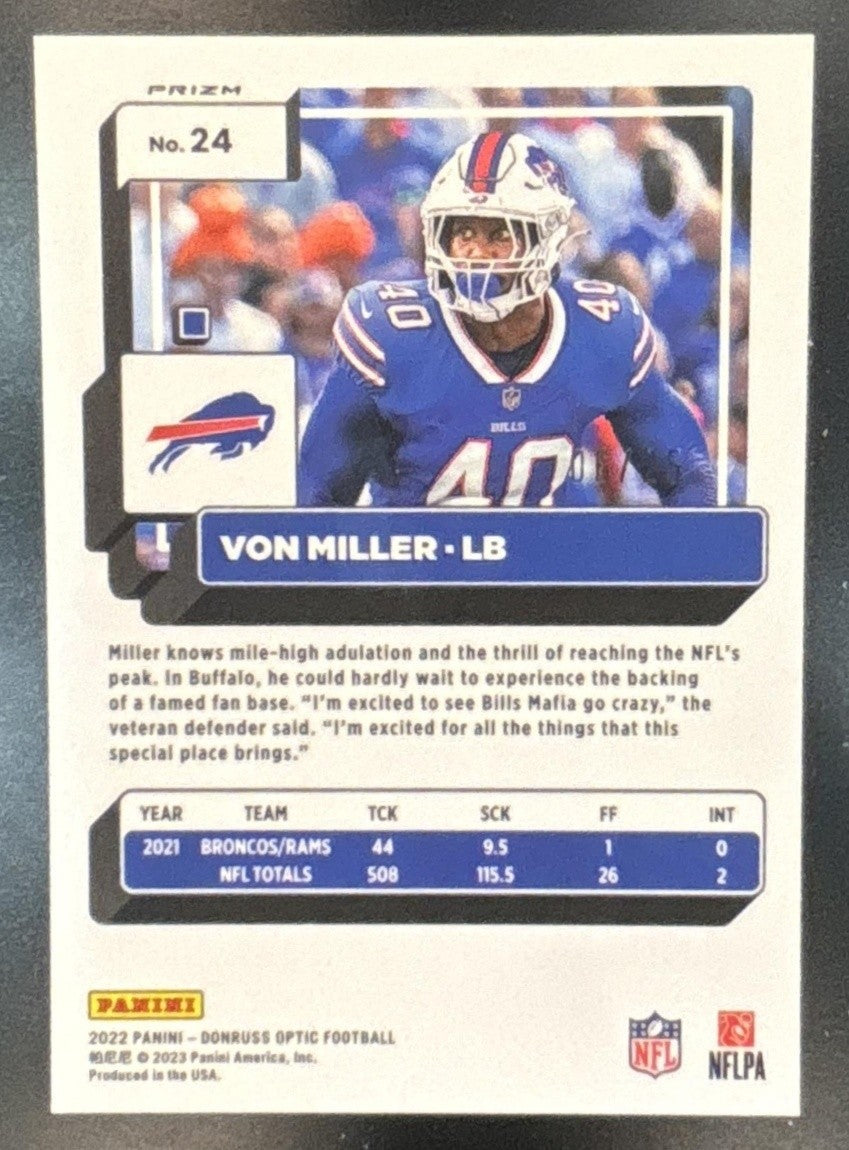 2022 Panini Donruss Optic Von Miller Black Pandora /25 #24 Buffalo Bills