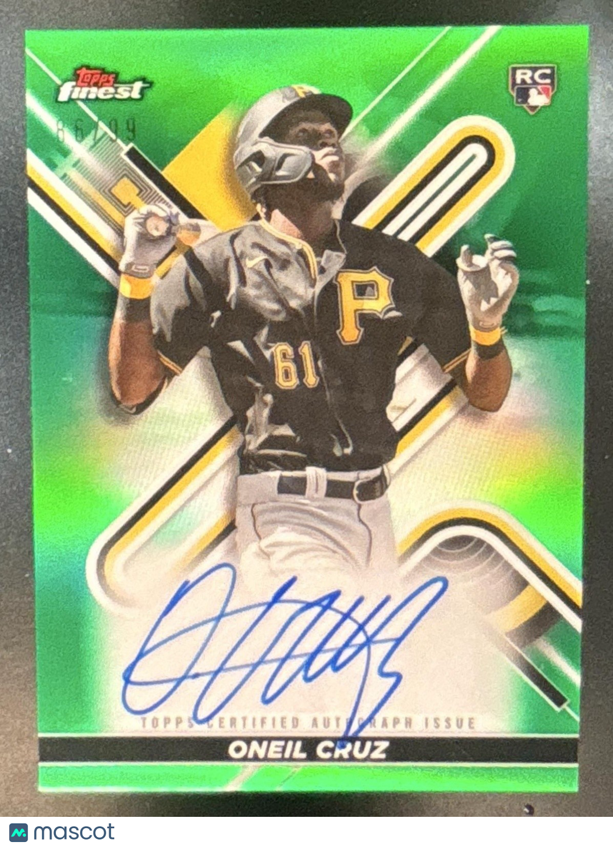 2022 Topps Finest Oneil Cruz Auto Green Refractor /99 RC Pittsburgh Pirates