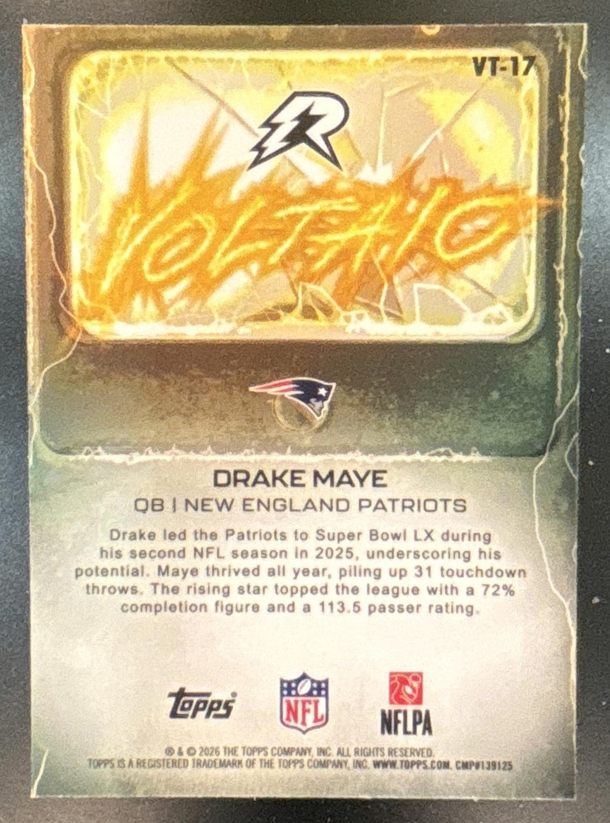 2025 Topps Resurgence Drake Maye Voltaic Crimson Surge /199 New England Patriots