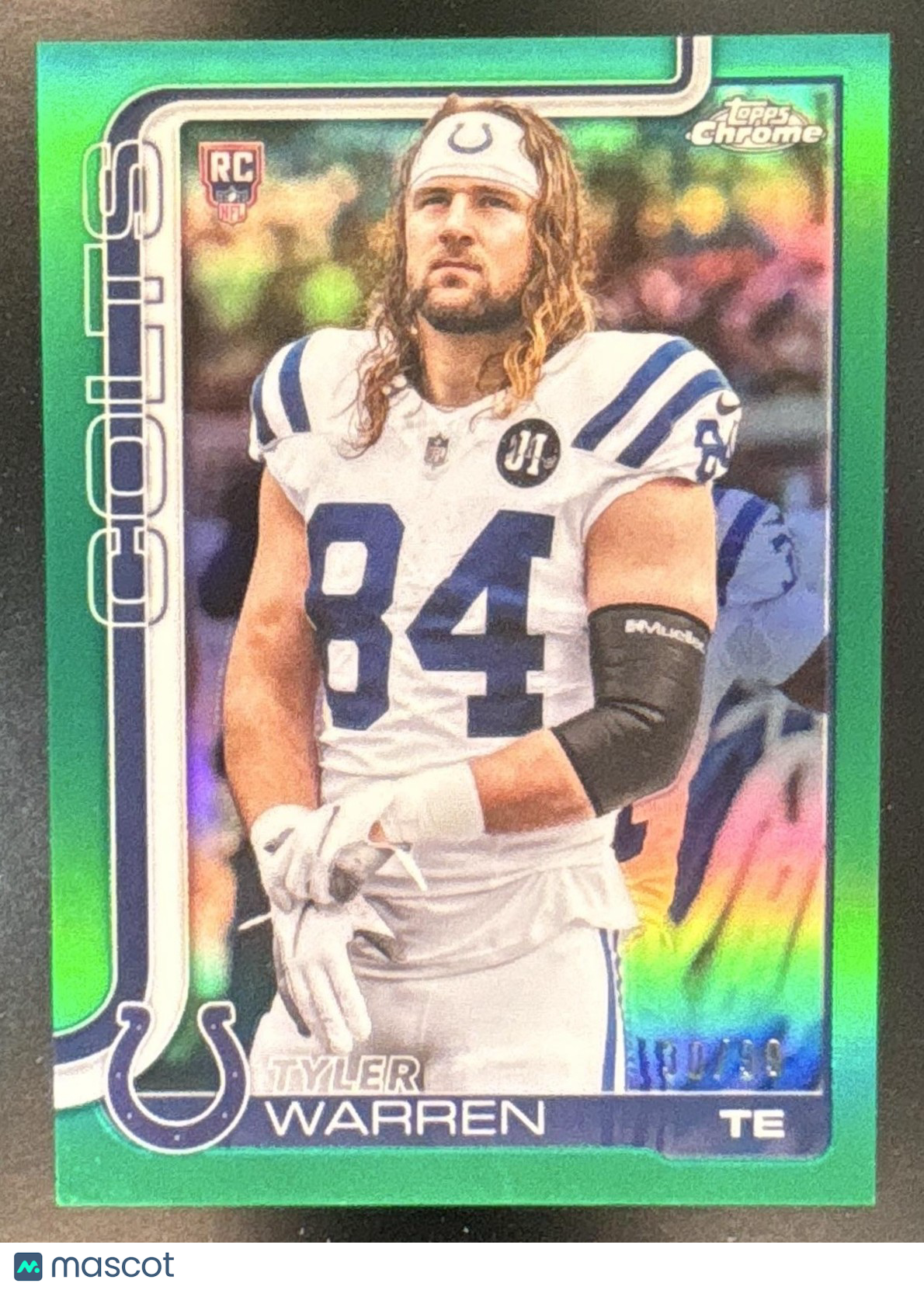 2025 Topps Chrome Tyler Warren Image Variation Green /99 #346 SP RC Colts