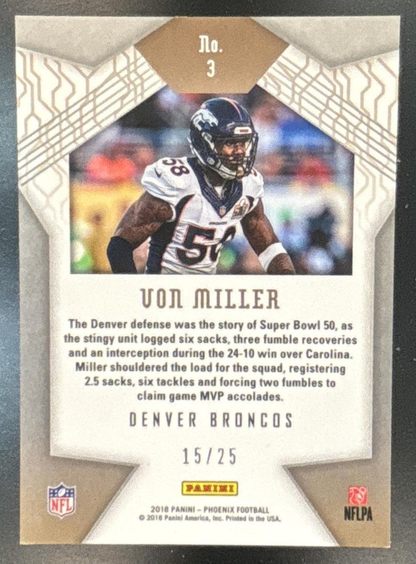 2018 Panini Phoenix Von Miller Most Valuable Yellow /25 #3 Denver Broncos