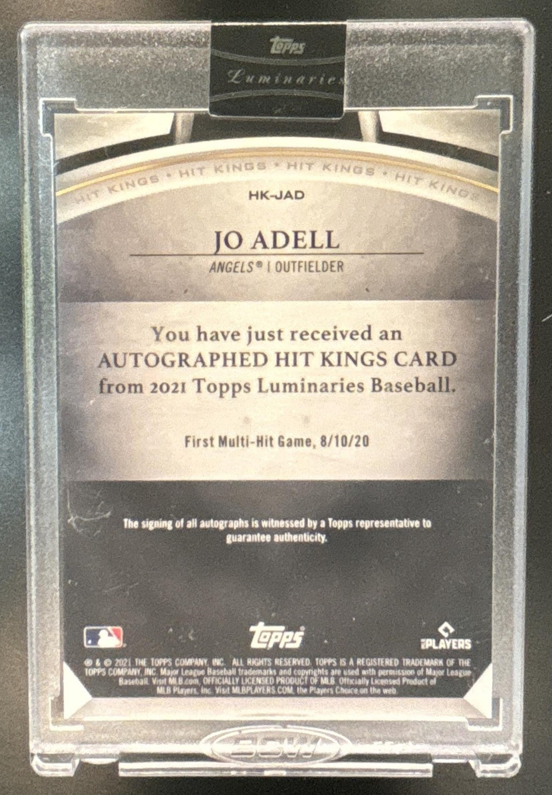 2021 Topps Luminaries Jo Adell Hit Kings Auto /15 #HK-JAD RC Los Angeles Angels