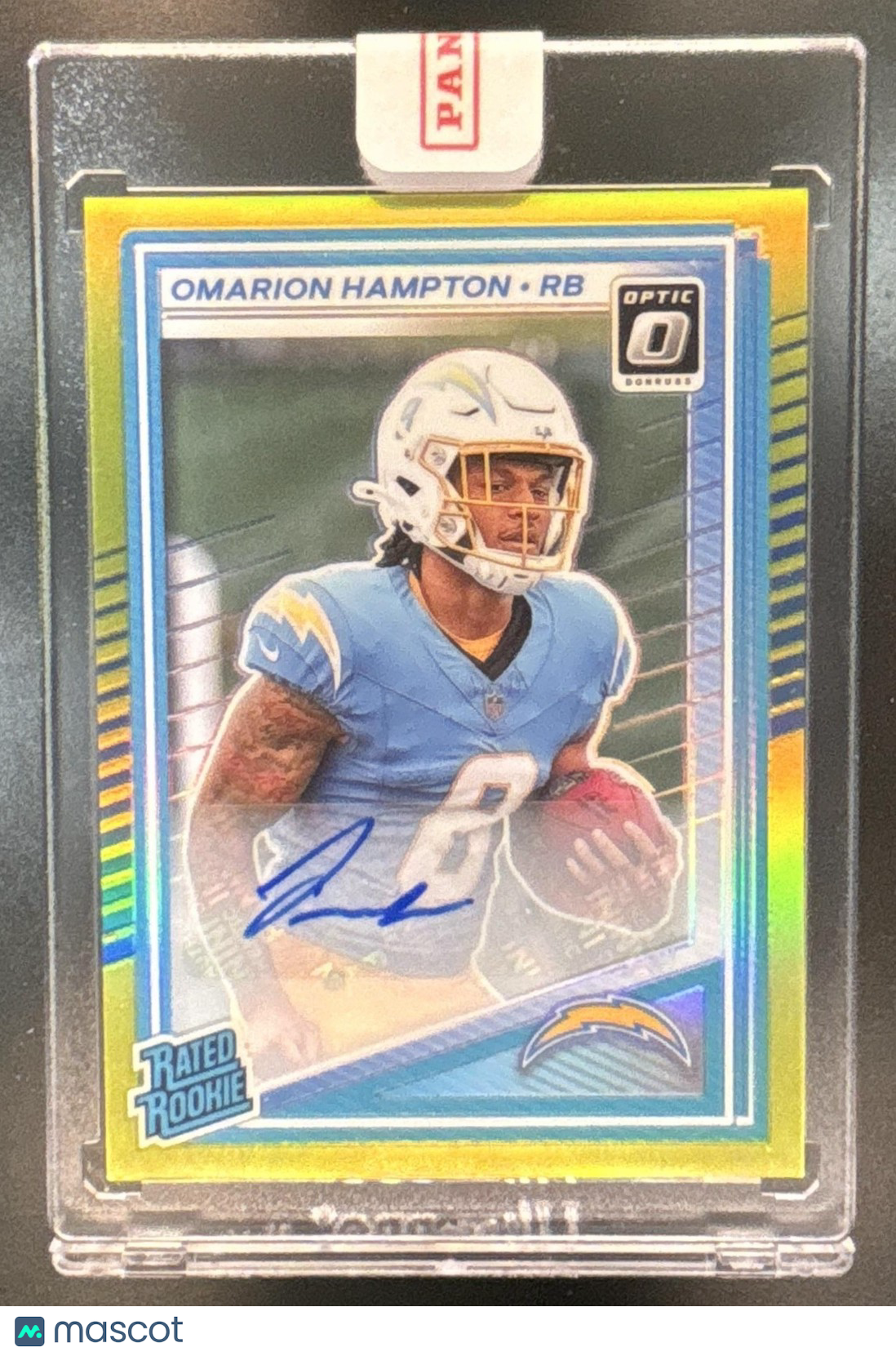 2025 Donruss Optic Omarion Hampton RPS Auto Neon Yellow Prizm /99 #212 Chargers