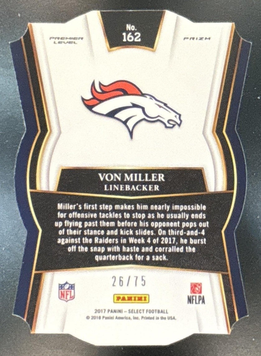 2017 Panini Select Von Miller Purple Prizm Die Cut /75 #162 Denver Broncos