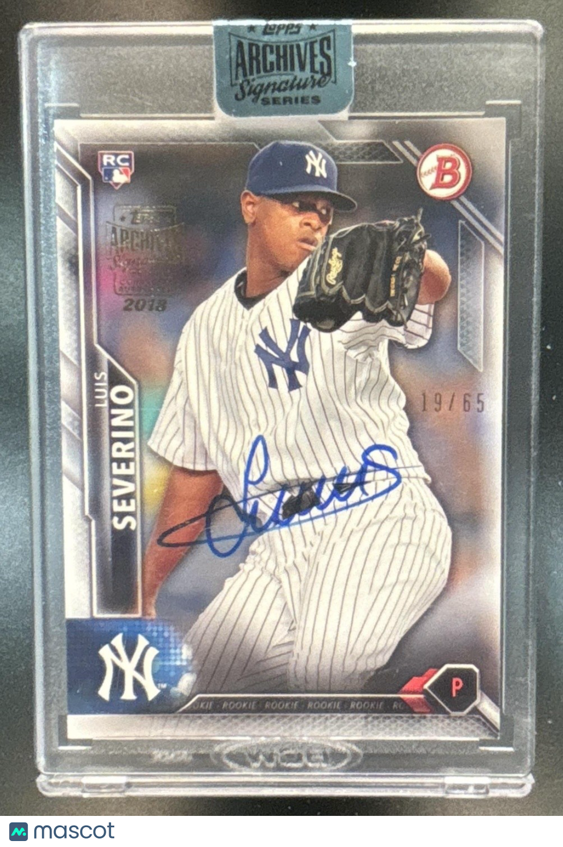 2018 Topps Archives Signature Series Luis Severino /65 2016 Bowman 135 Auto NYY