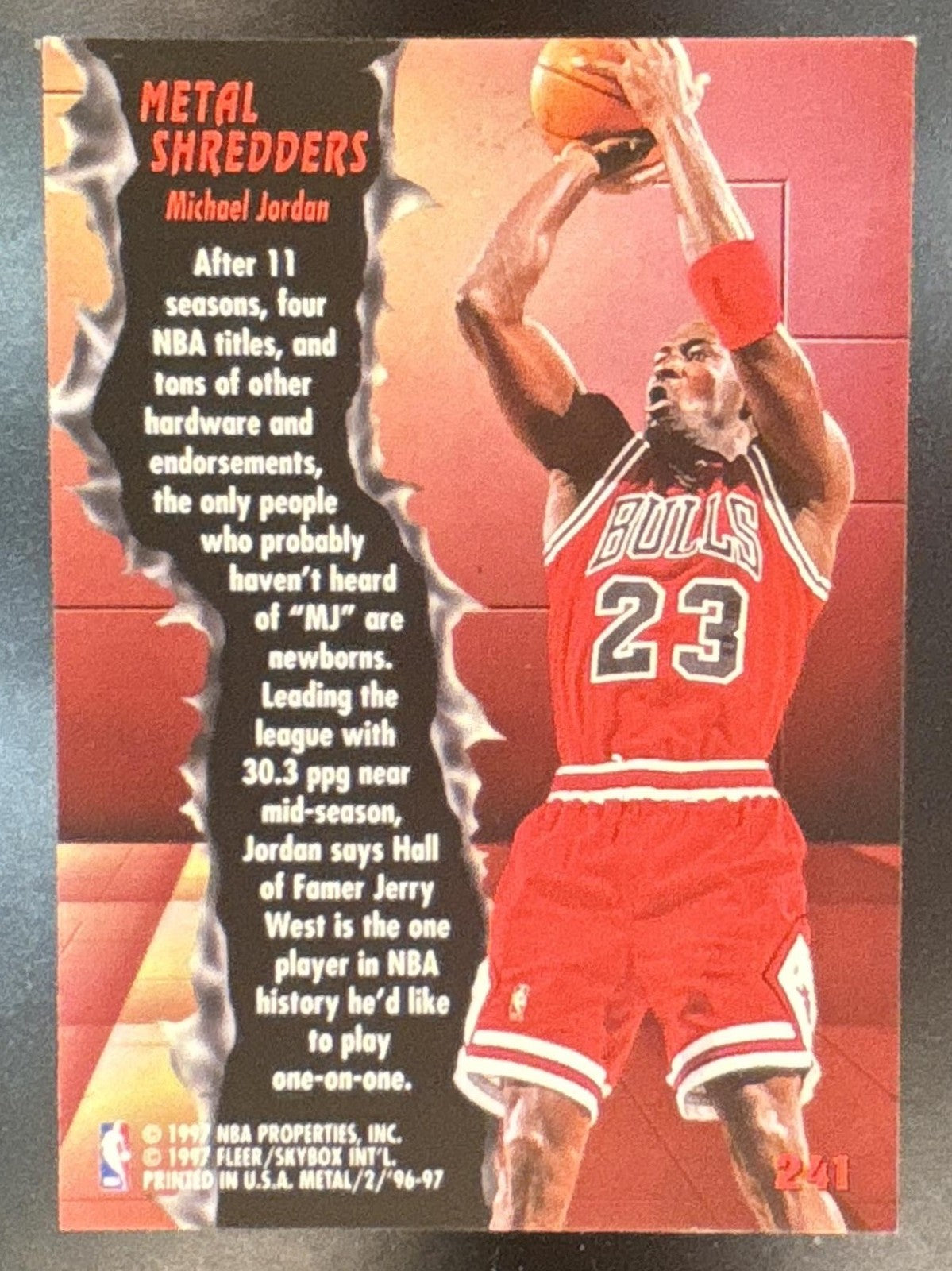 1996 Skybox Metal Michael Jordan #241 Chicago Bulls