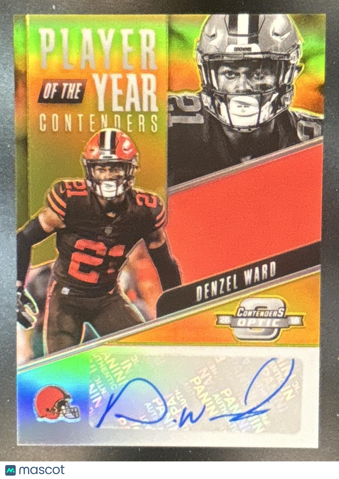 2018 Contenders Optic Denzel Ward Player Of The Year Auto Gold /10 RC Browns