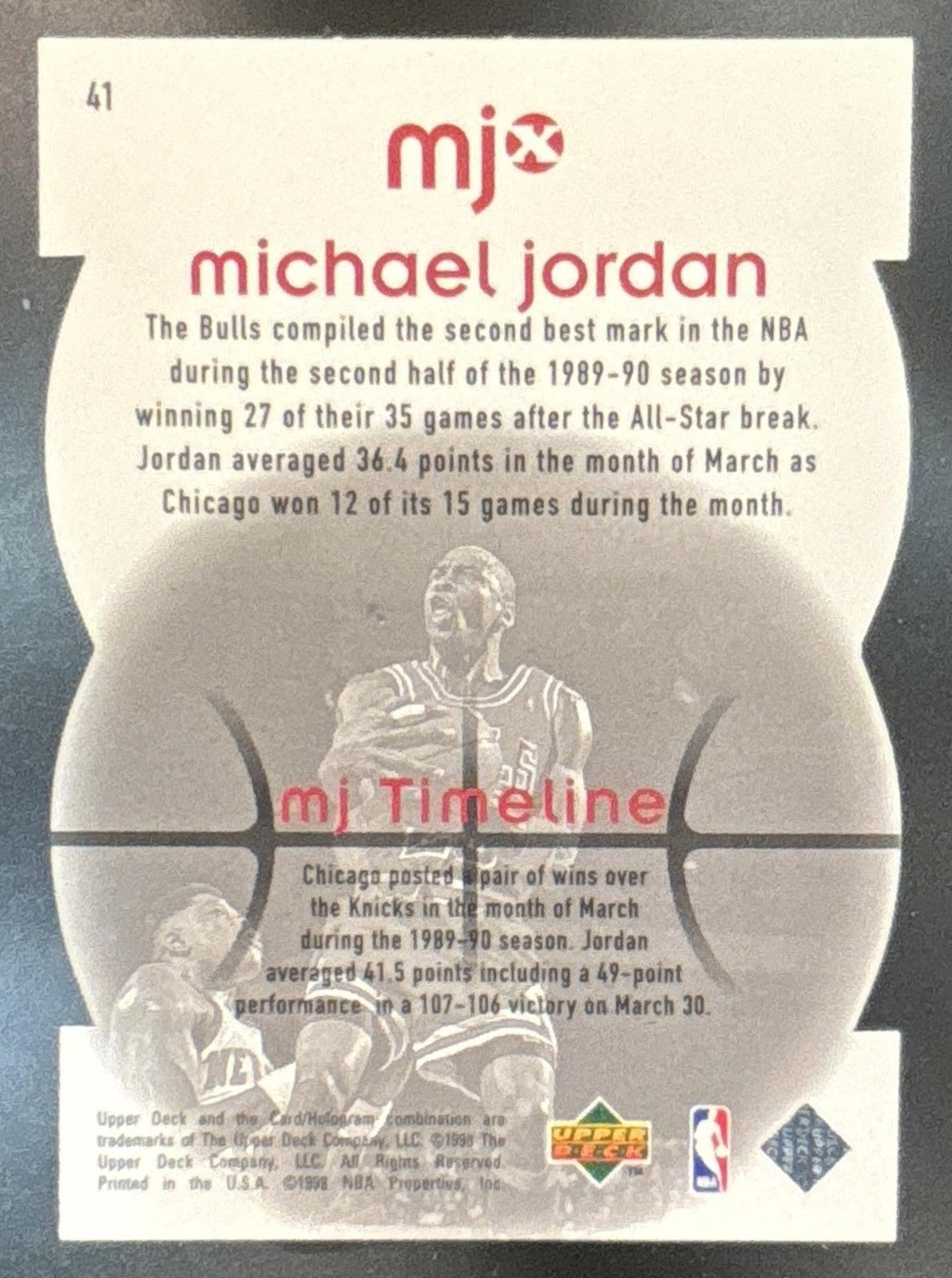 1998-99 Upper Deck MJx Michael Jordan Timepieces Red /2300 #41 Chicago Bulls