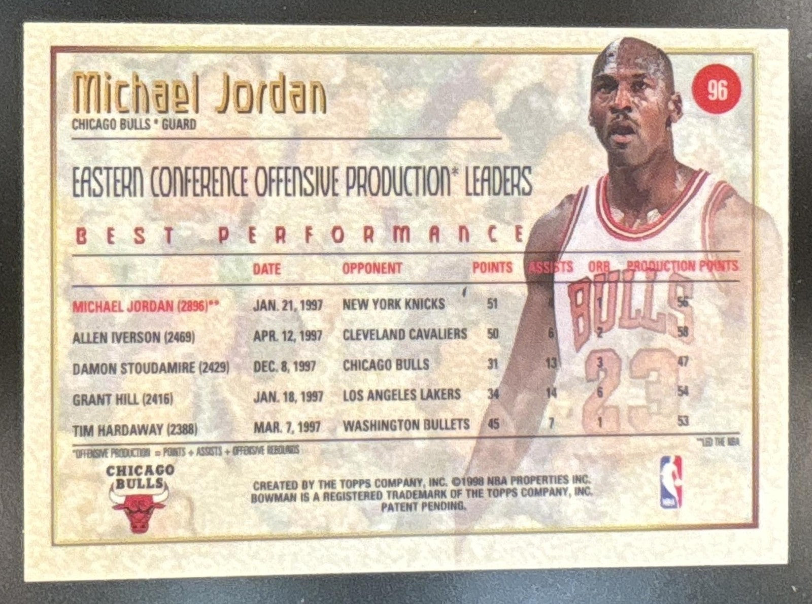 1997-98 Bowman's Best Michael Jordan #96 Bulls