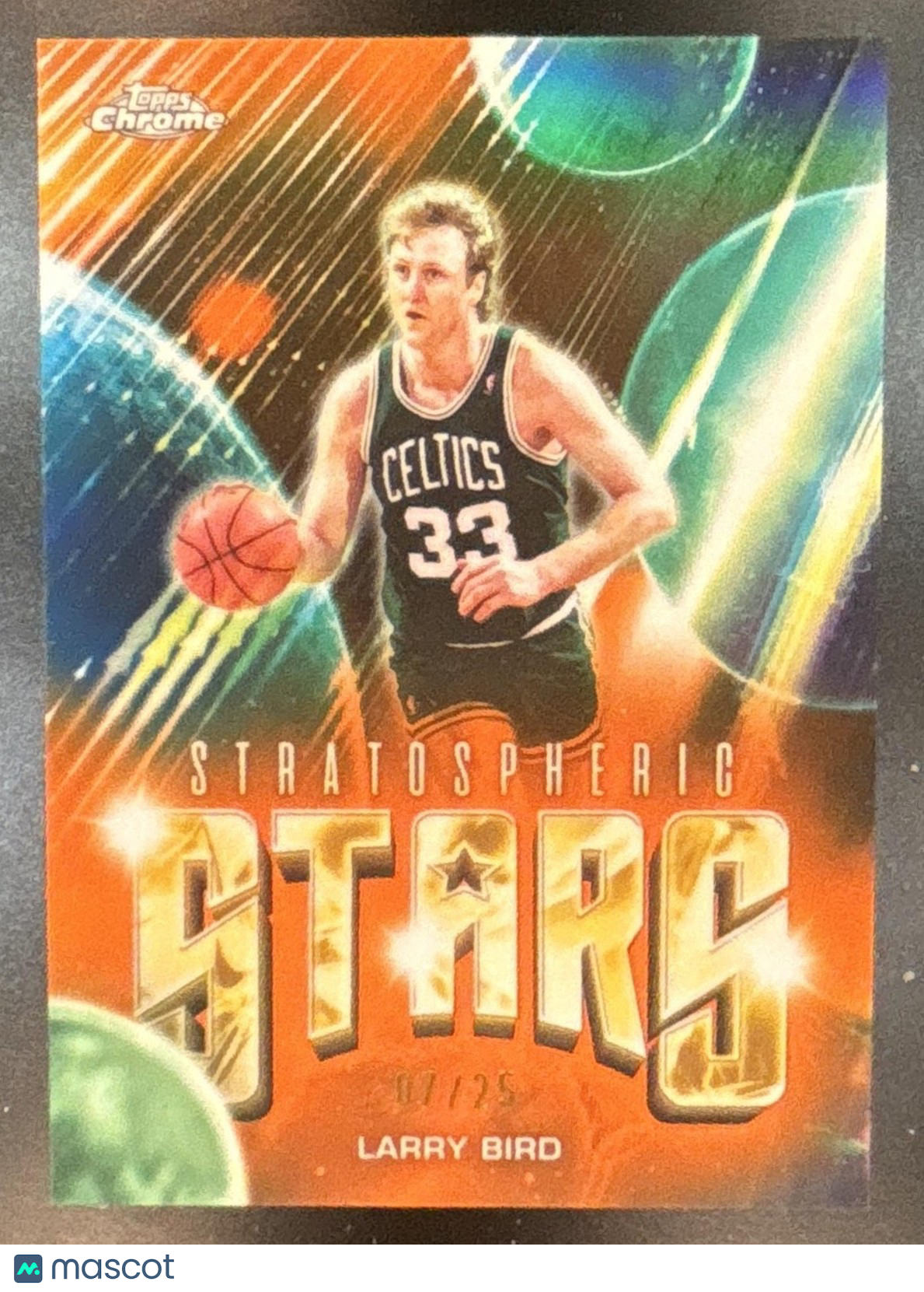 2025-26 Topps Chrome Update Larry Bird Stratospheric Stars Orange /25 Celtics