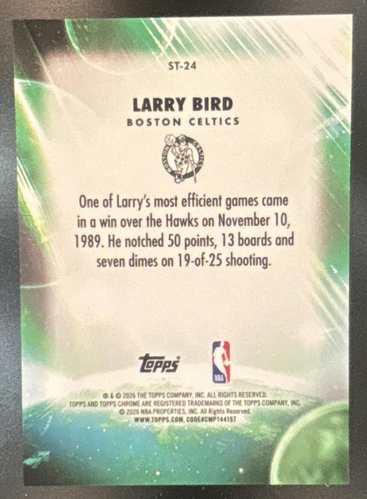 2025-26 Topps Chrome Update Larry Bird Stratospheric Stars Orange /25 Celtics