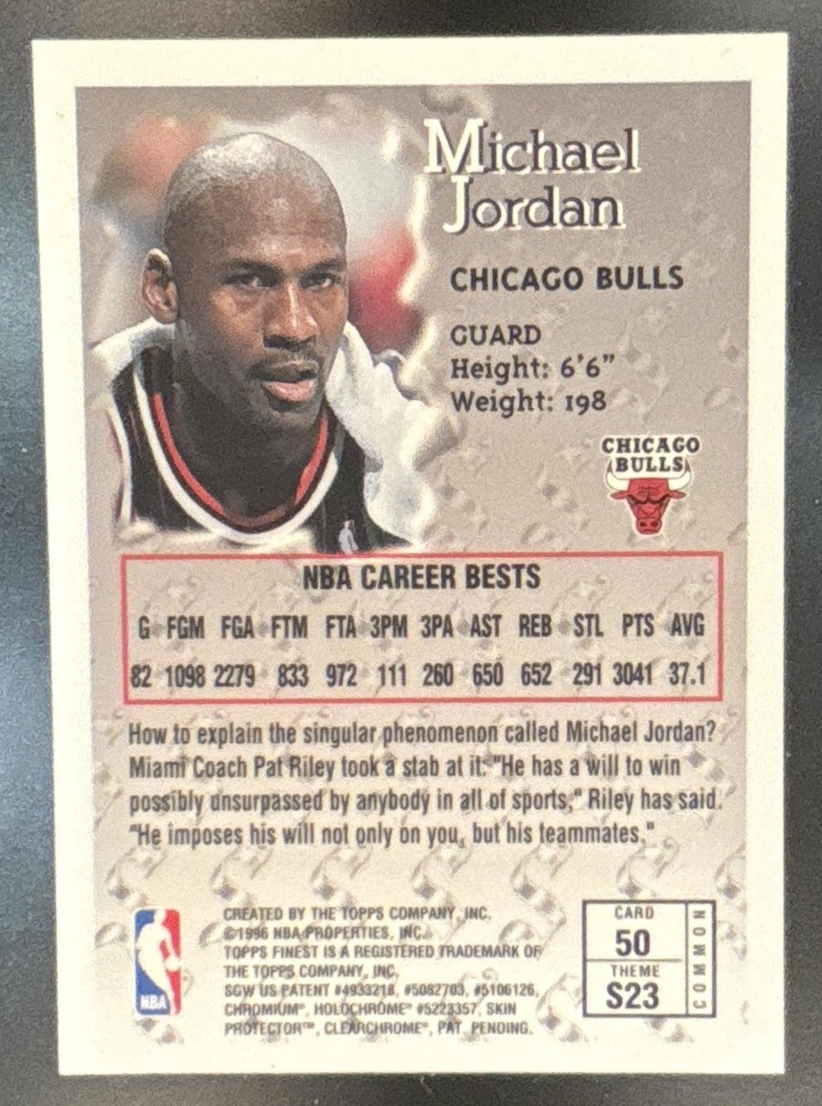1996-97 Topps Finest Michael Jordan #50 Chicago Bulls