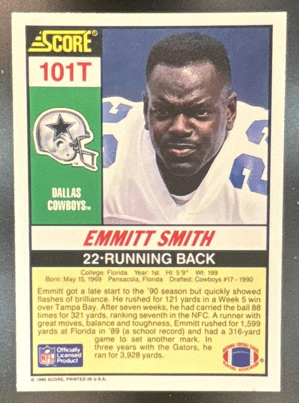1990 Score Rookie & Traded Emmitt Smith #101T RC Dallas Cowboys