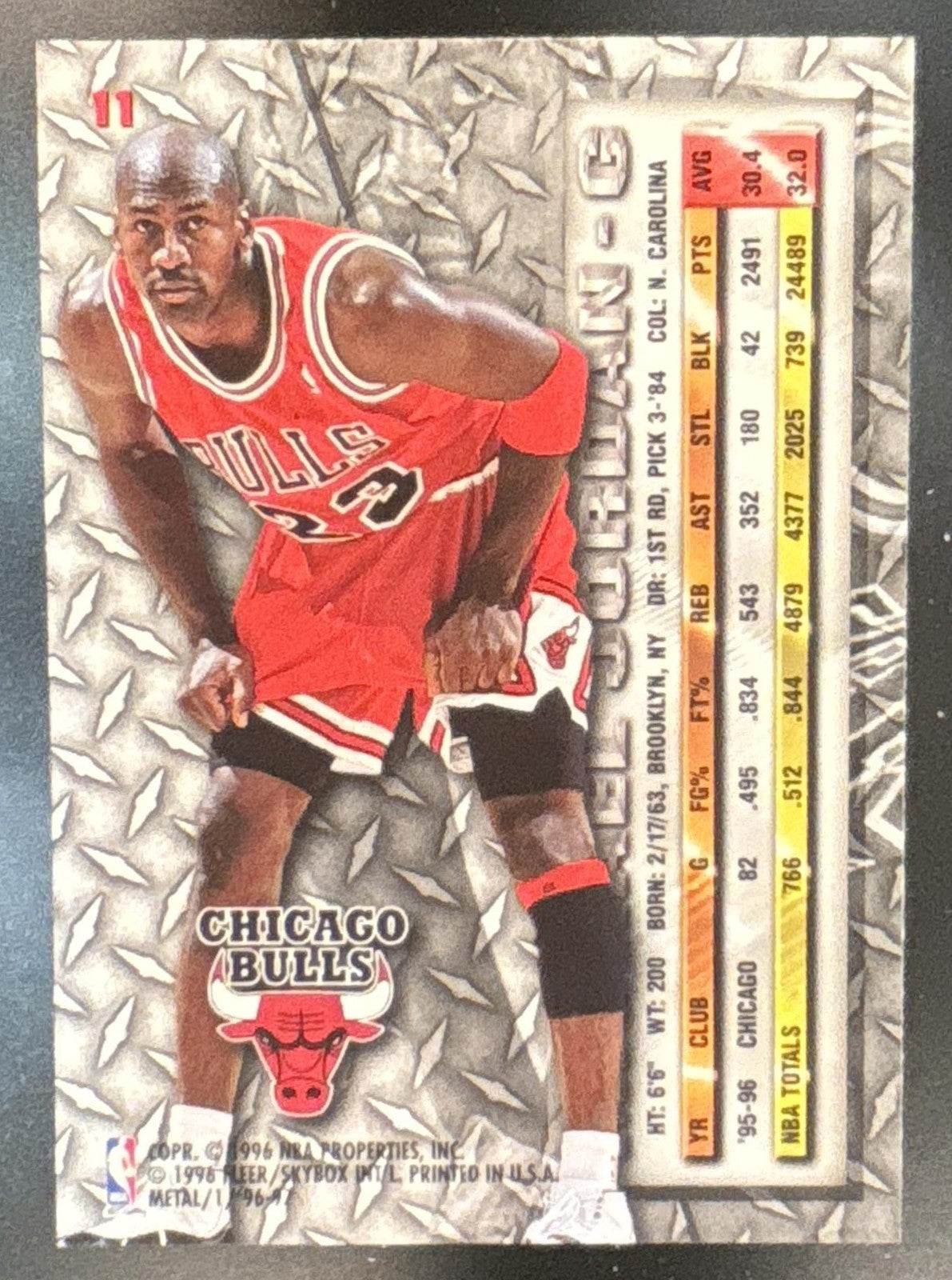 1996 Skybox Metal Michael Jordan #11 Chicago Bulls