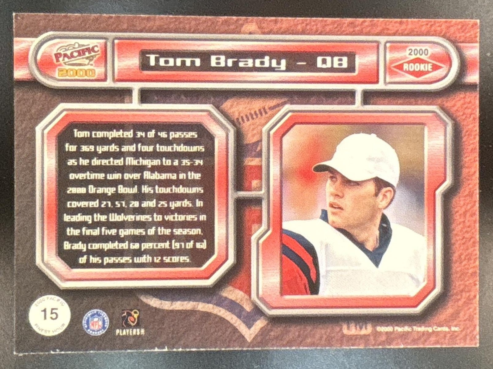 2000 Pacific Tom Brady Finest Hour #15 RC Michigan Wolverines