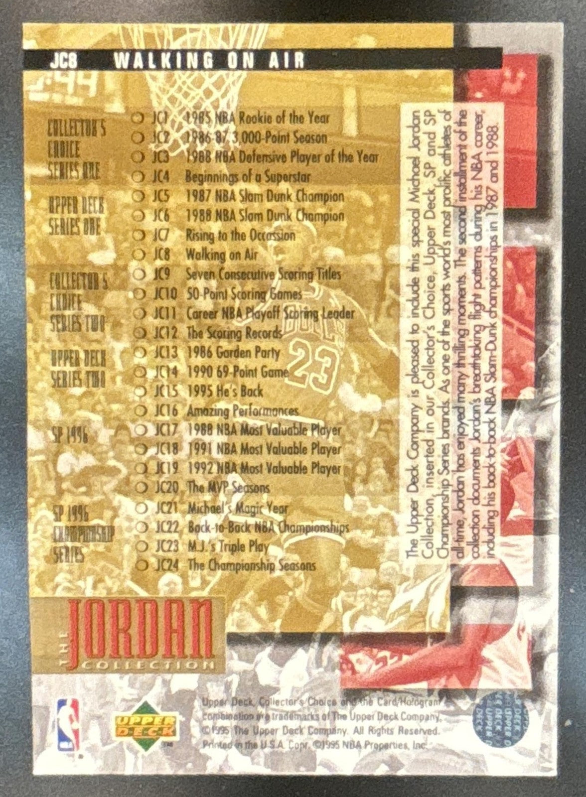 1995-96 Upper Deck Michael Jordan The Collection #JC8 Chicago Bulls