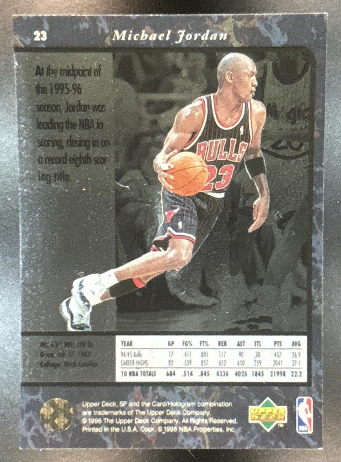 1995-96 SP Michael Jordan #23 Chicago Bulls