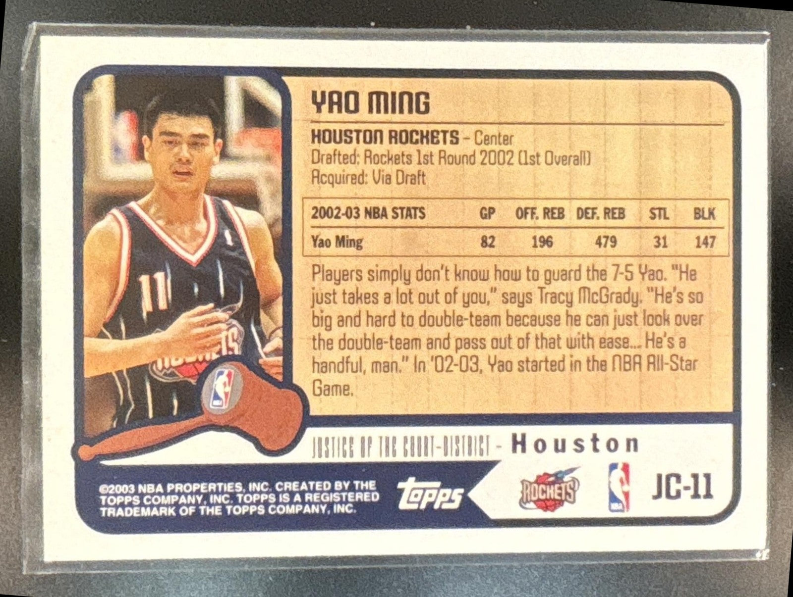 2003-04 Topps Yao Ming Justice of the Court #JC-11 Houston Rockets