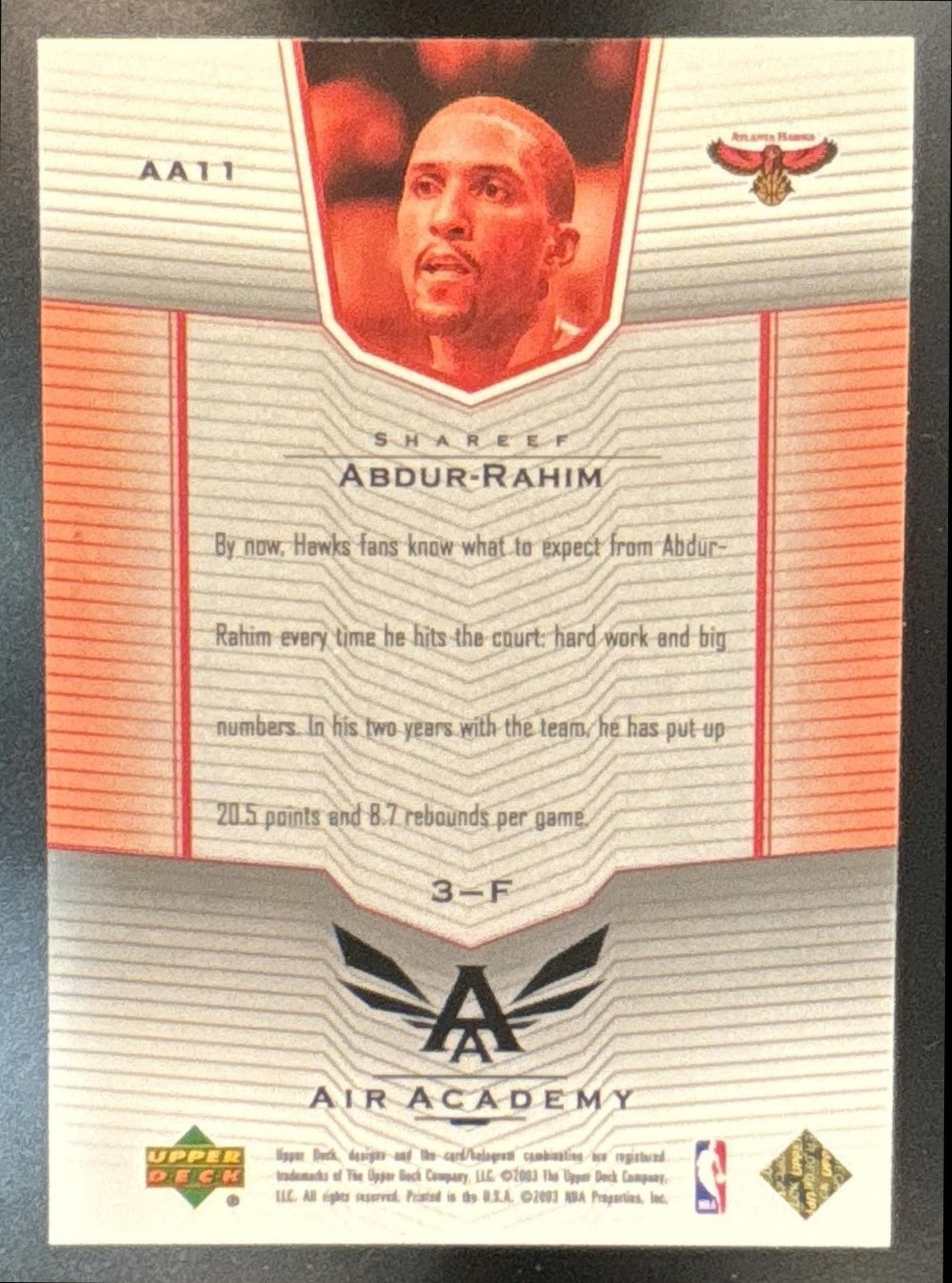 2003-04 Upper Deck Shareef Abdur-Rahim Air Academy