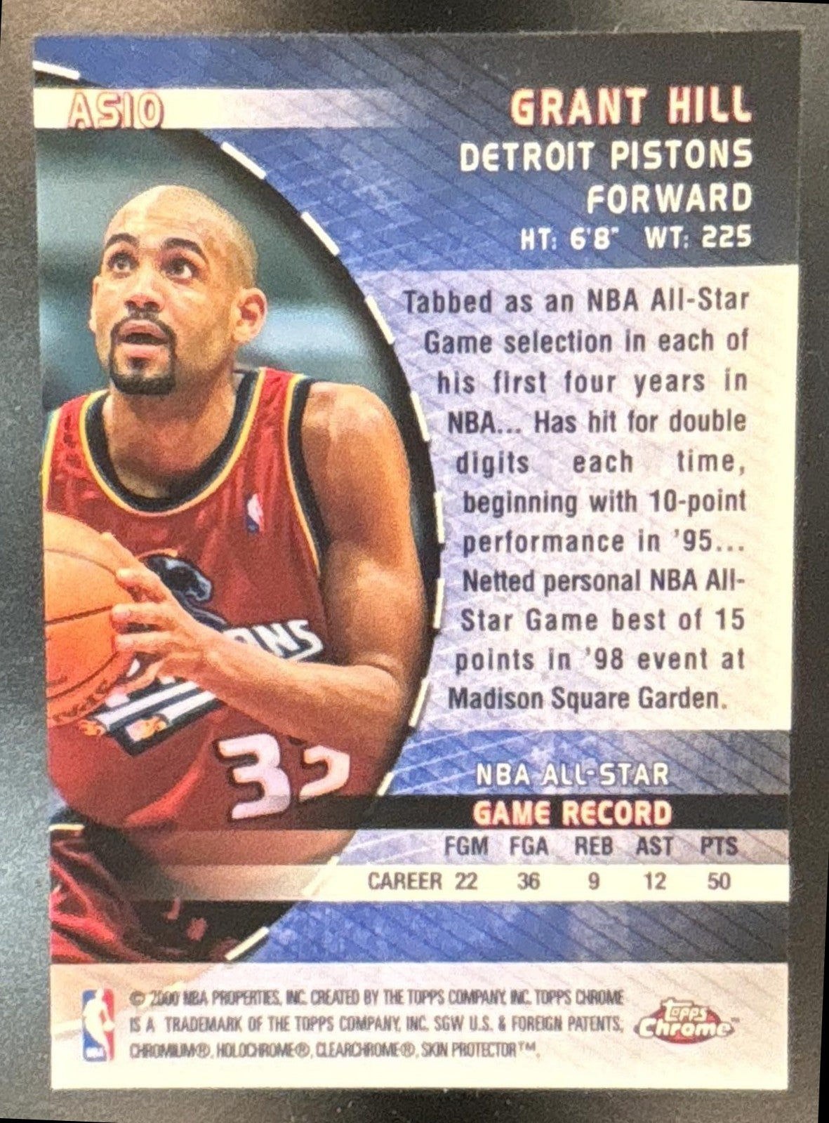 1999-00 Topps Chrome Grant Hill All Stars #AS10 Detroit Pistons