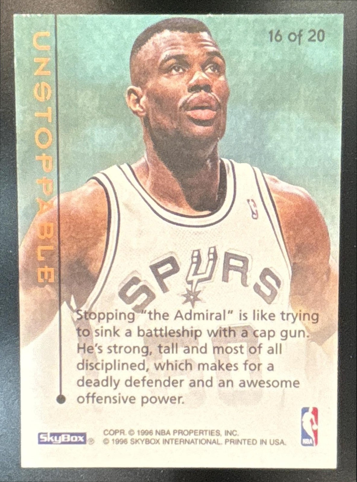 1995-96 Skybox E-XL David Robinson Unstoppable #16 San Antonio Spurs