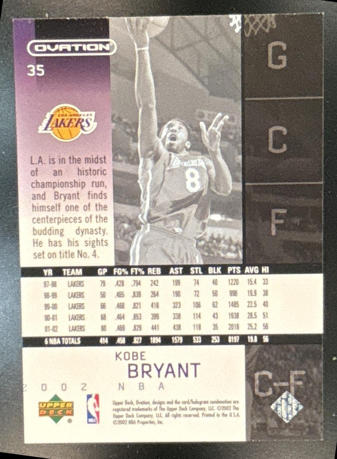 2002-03 Upper Deck Ovation Kobe Bryant #35 Los Angeles Lakers