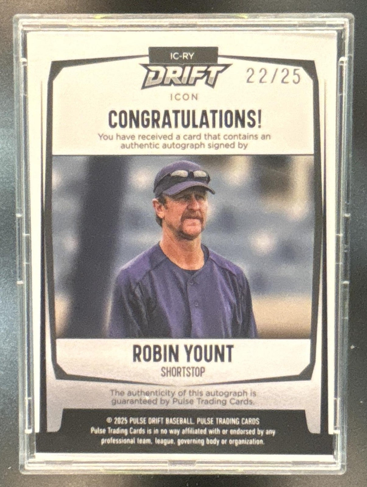 2025 Pulse Drift Icon Robin Yount Auto #IC-RY #d 22/25 Brewers MLB HOF'er 2xMVP