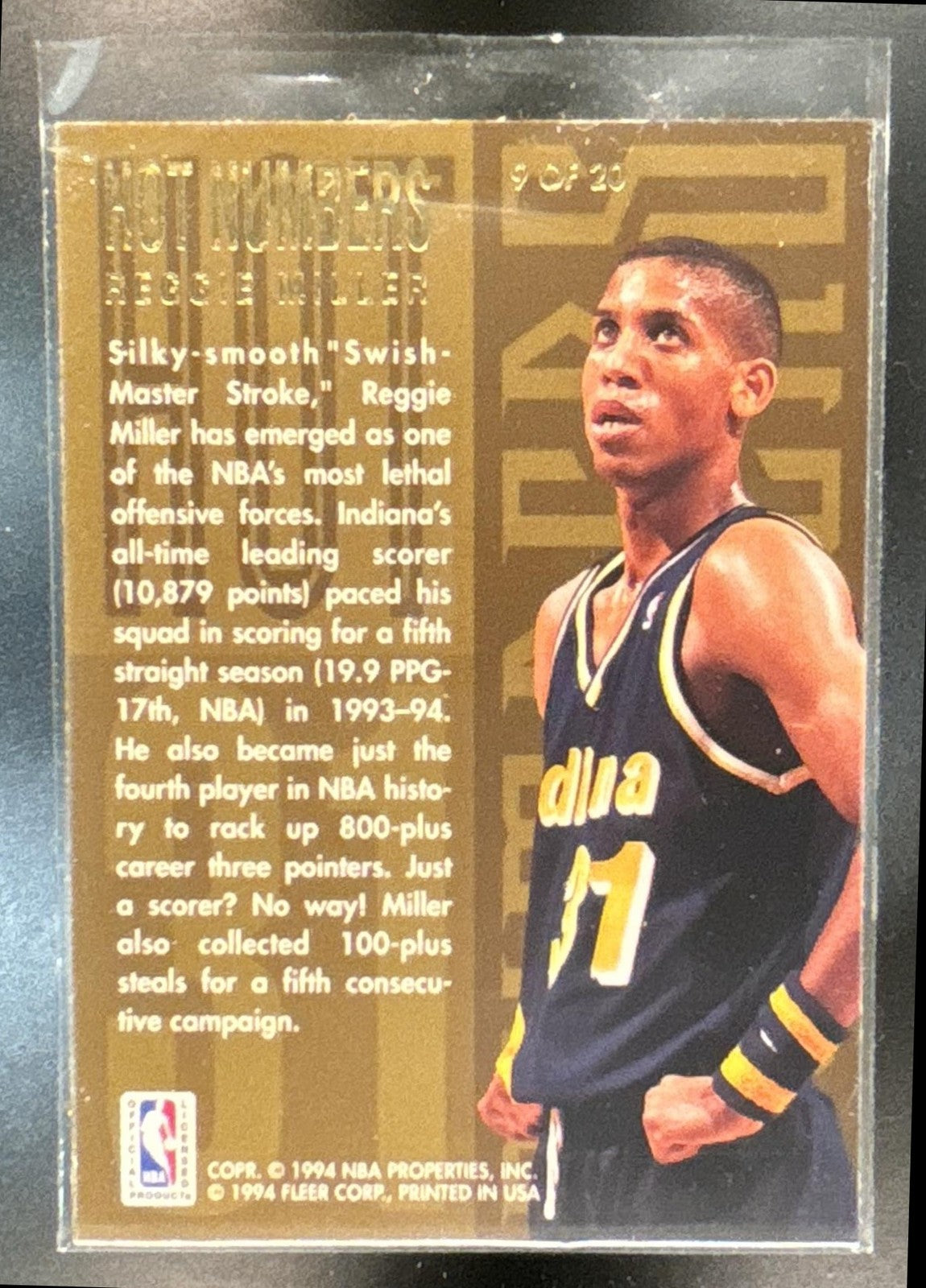 1994-95 Fleer Flair Reggie Miller Hot Numbers #9 Indiana Pacers