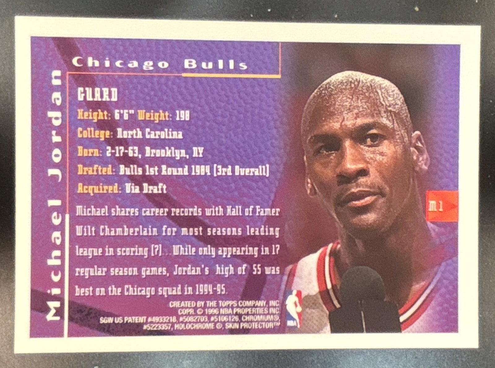 1995-96 Topps Finest Michael Jordan Mystery #M1 Chicago Bulls