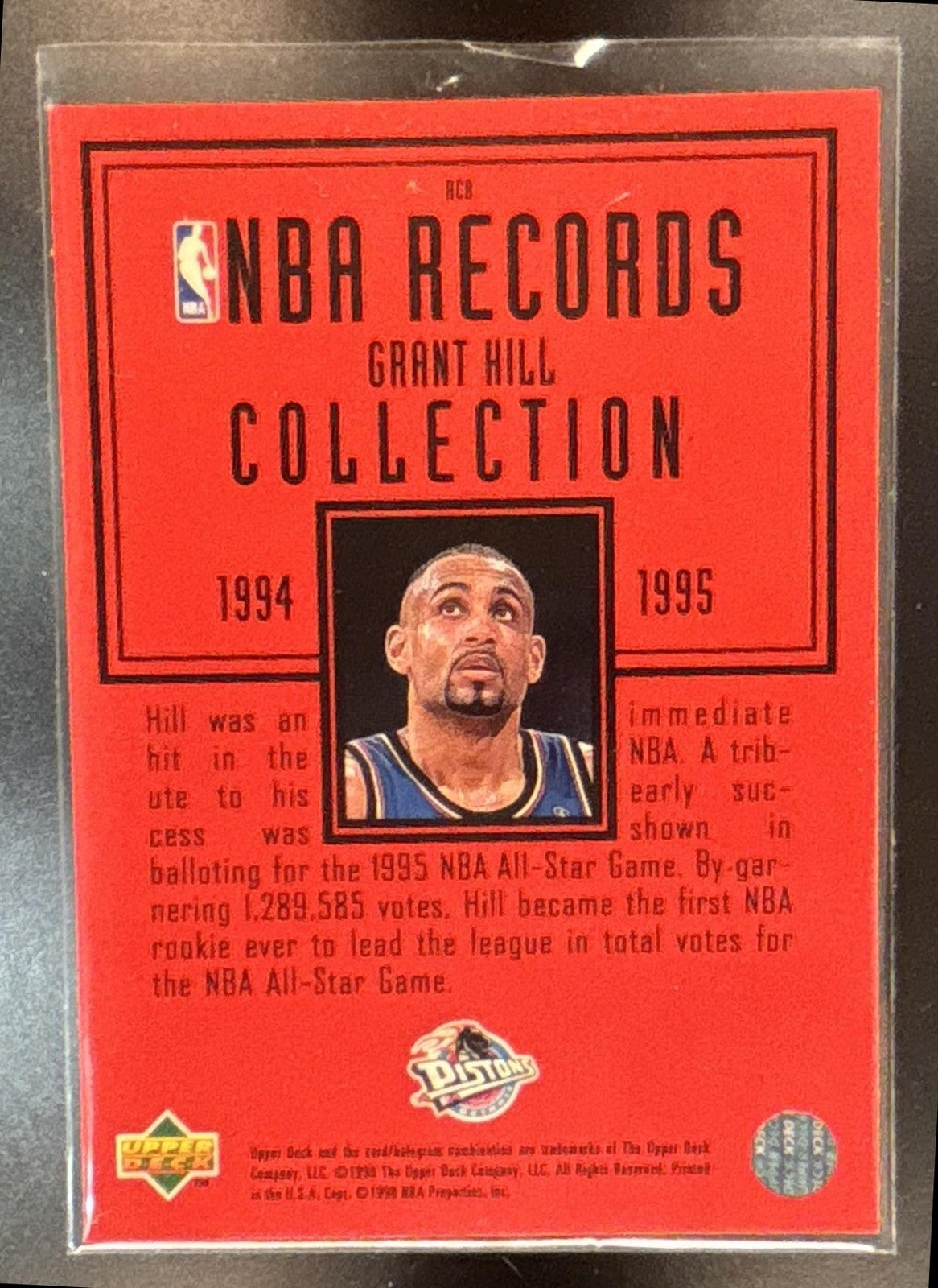 1997-98 Upper Deck Grant Hill NBA Records Collection #RC8 Detroit Pistons