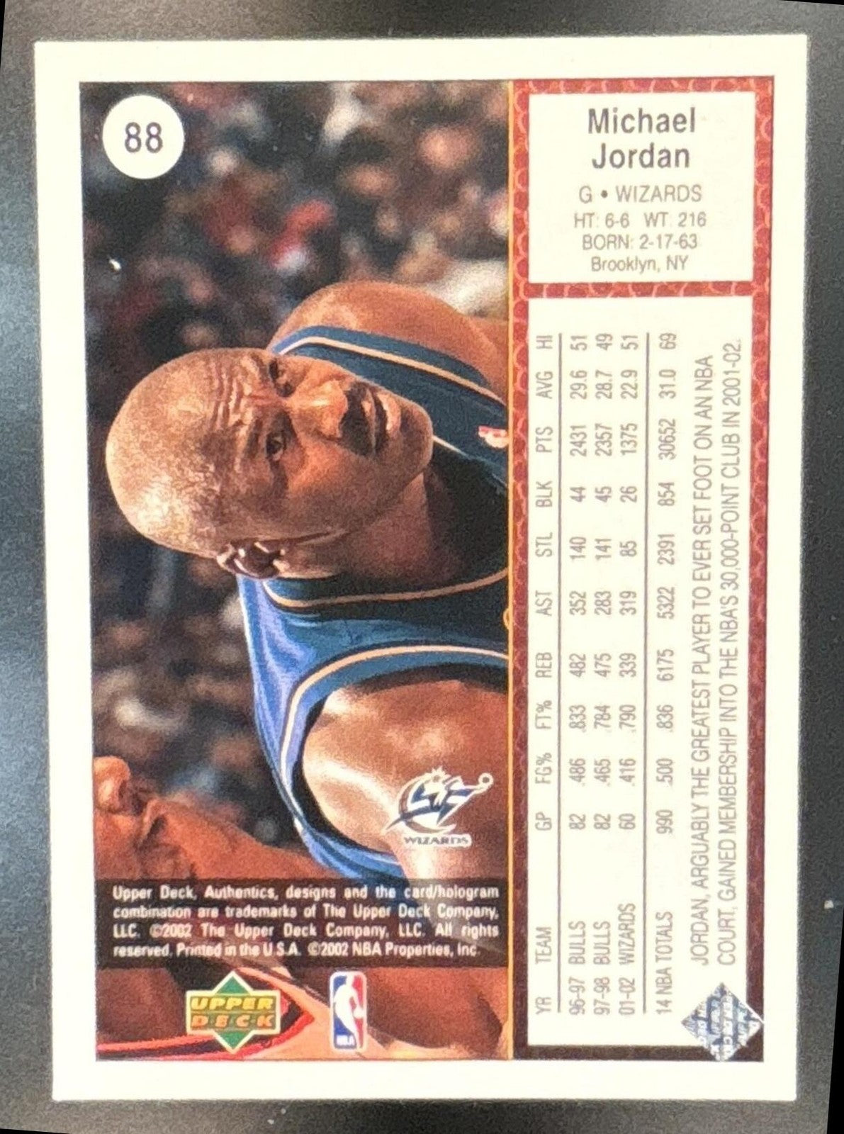 2002-03 Upper Deck Authentics Michael Jordan #88 Washington Wizards