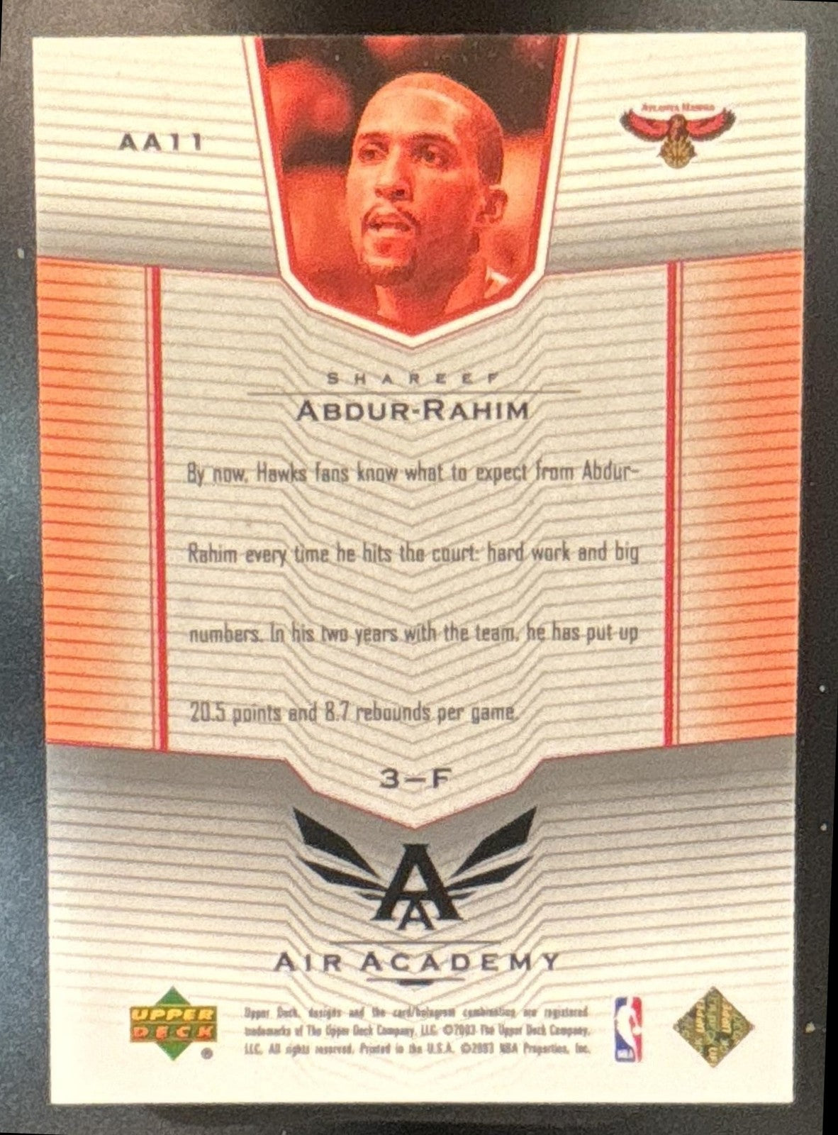 2003-04 Upper Deck Shareef Abdur-Rahim Air Academy #AA11 Atlanta Hawks