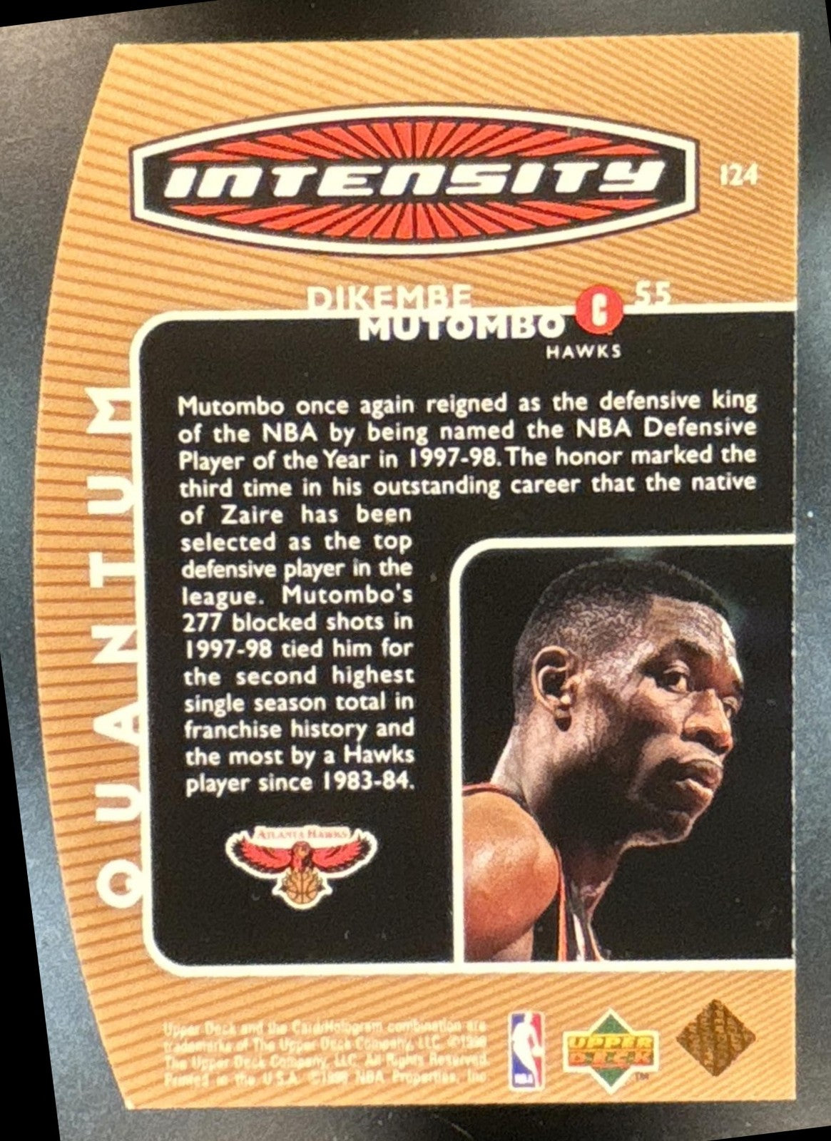 1998 Upper Deck Intensity #124 Dikembe Mutombo /1500