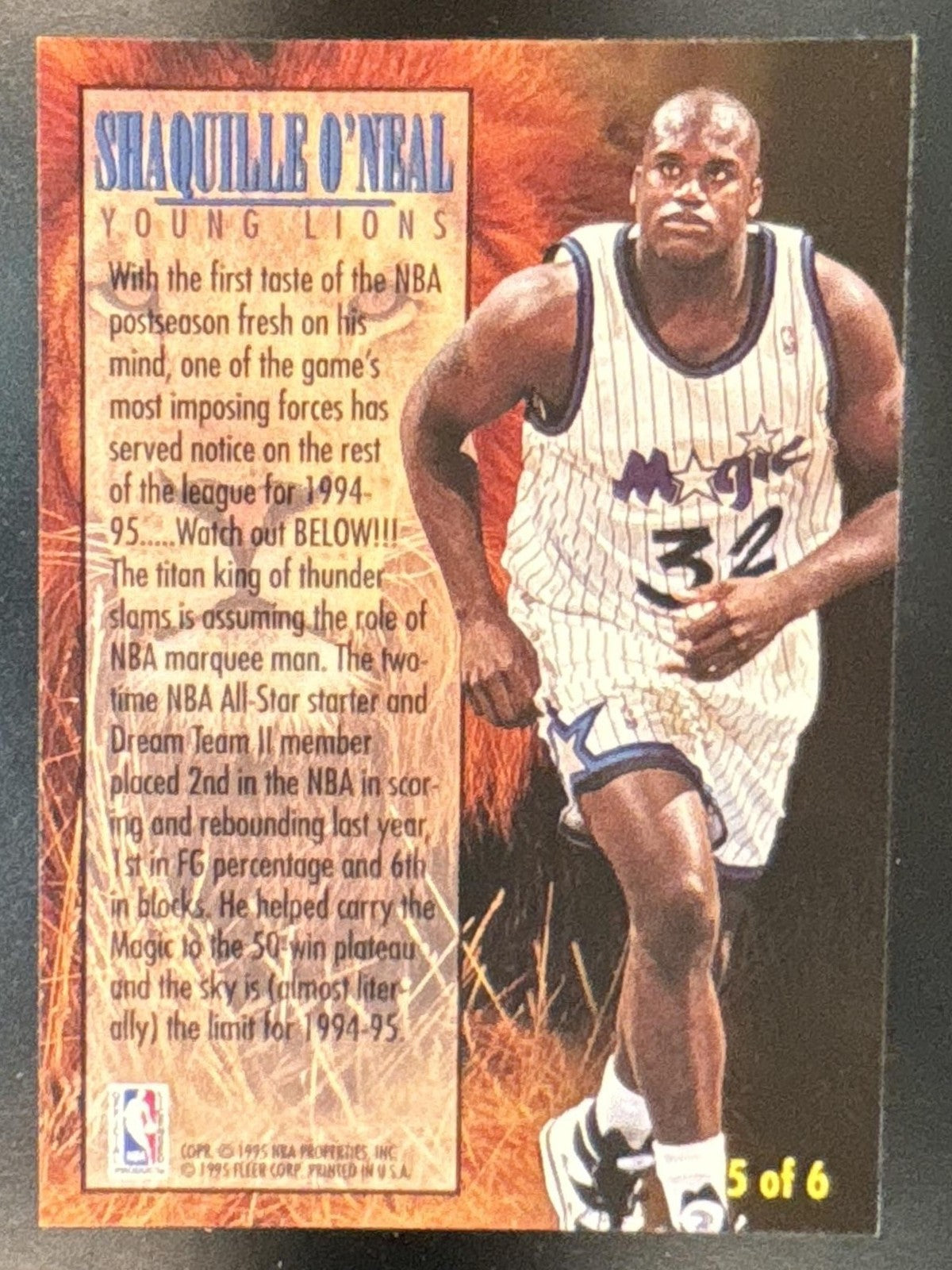 1994-95 Fleer Shaquille O'Neal Young Lions #5 Magic