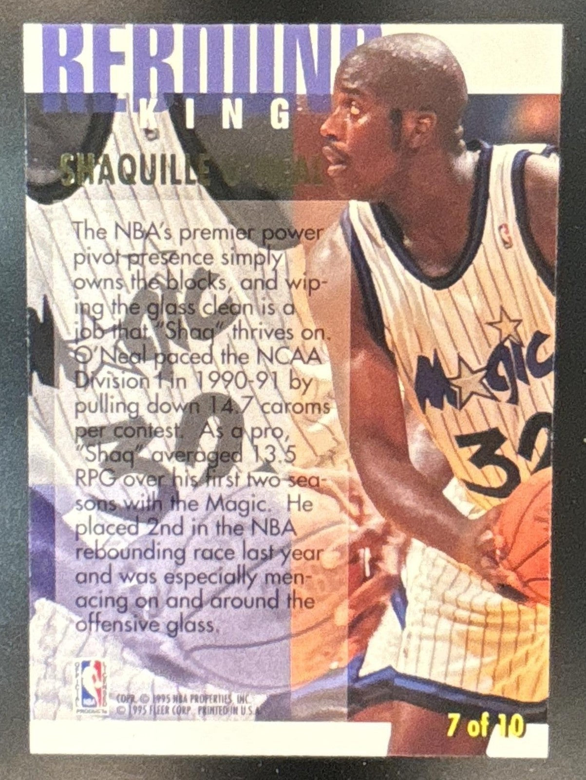 1994-95 Fleer Ultra Shaquille O'Neal Rebound Kings #7 Orlando Magic