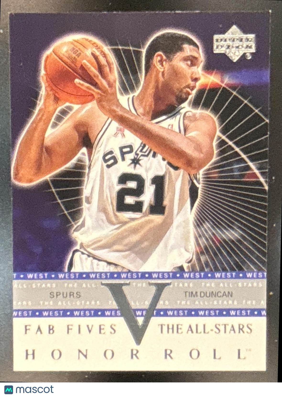 2001-02 Upper Deck Honor Roll Tim Duncan Fab Fives The All Stars Spurs