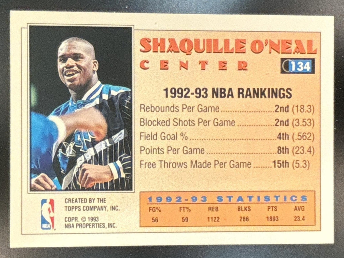 1993-94 Topps Shaquille O'Neal Gold #134 Orlando Magic