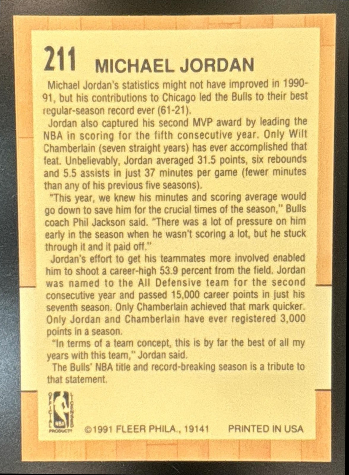 1991-92 Fleer Michael Jordan #211 Chicago Bulls