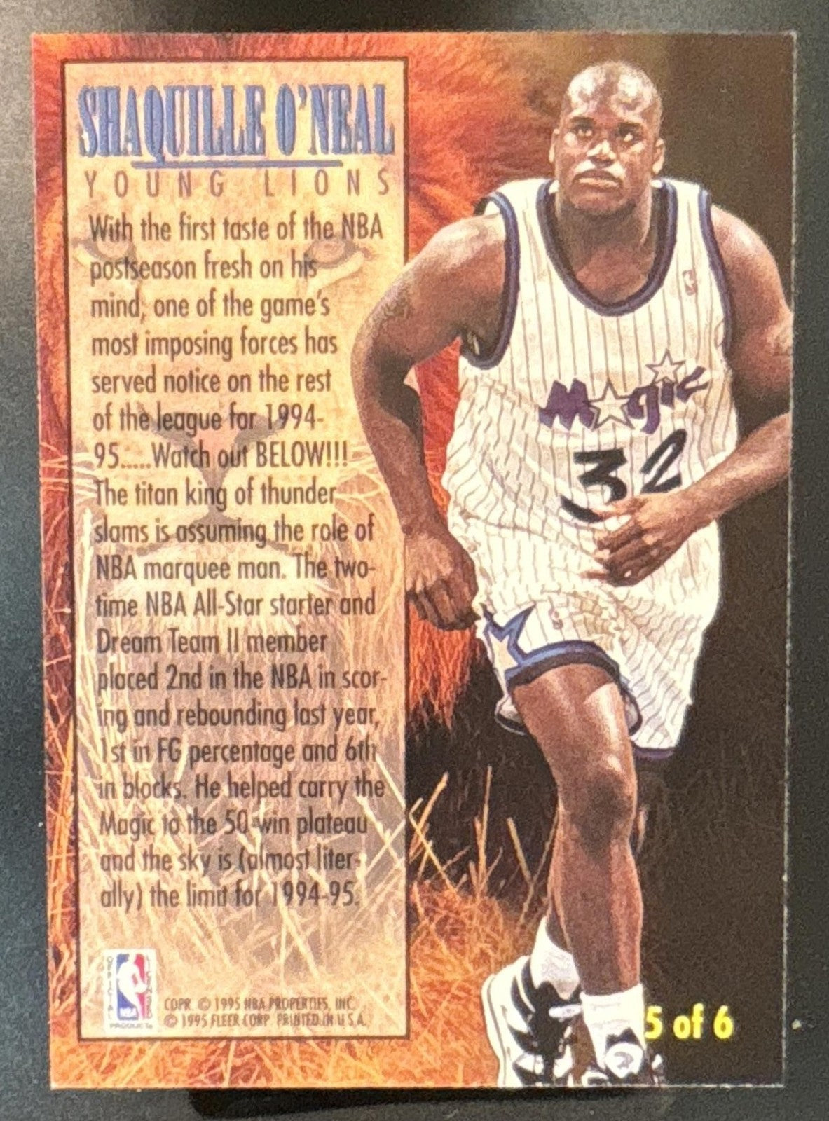 1994-95 Fleer Shaquille O'Neal Young Lions #5 Orlando Magic