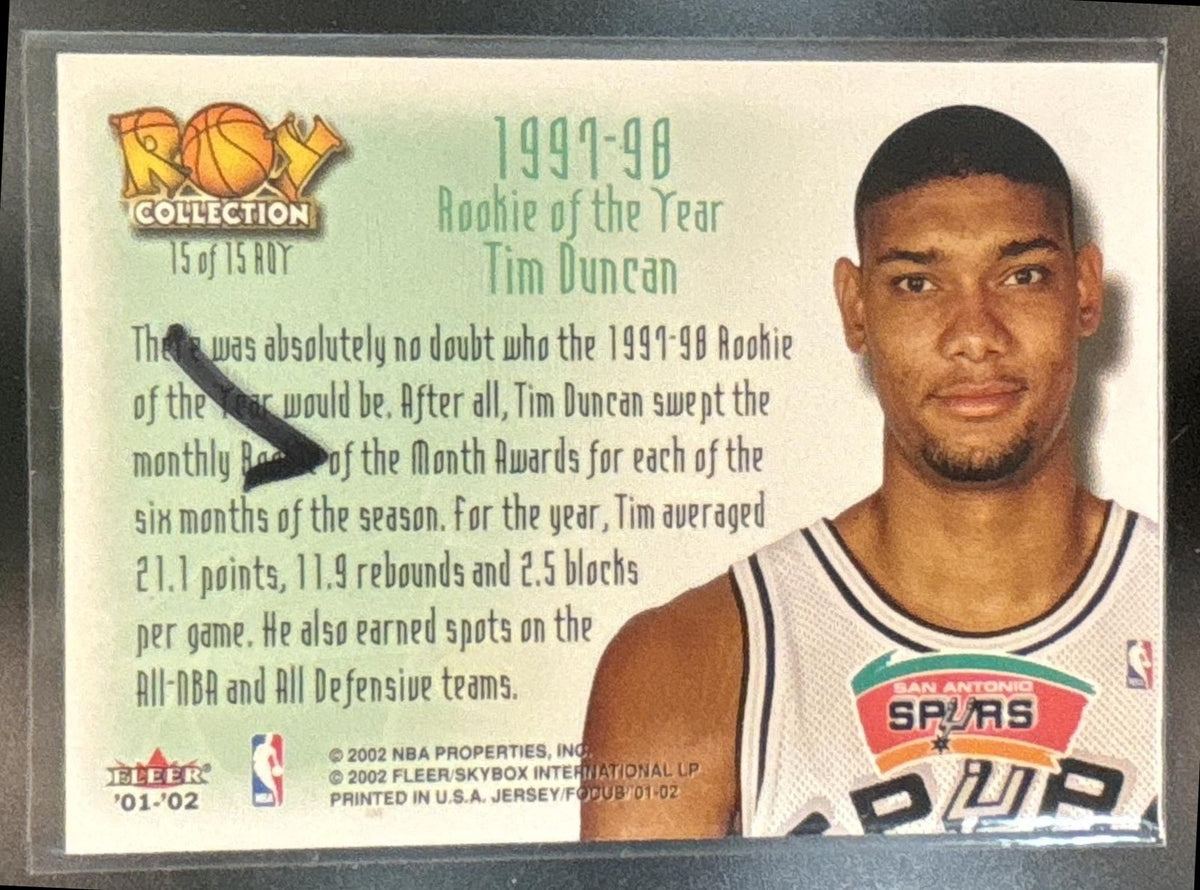 2001-02 Fleer Focus Tim Duncan ROY Collection #15 San Antonio Spurs