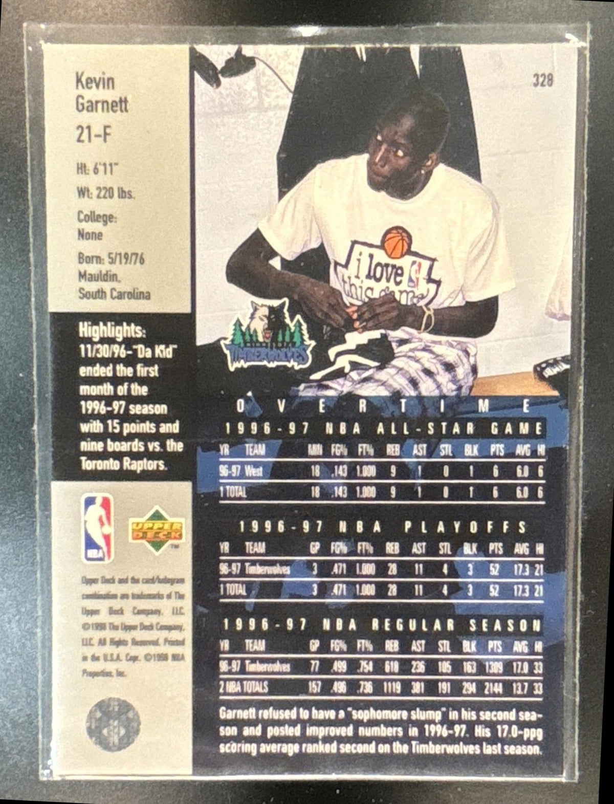 1997-98 Upper Deck Kevin Garnett #328 Minnesota Timberwolves