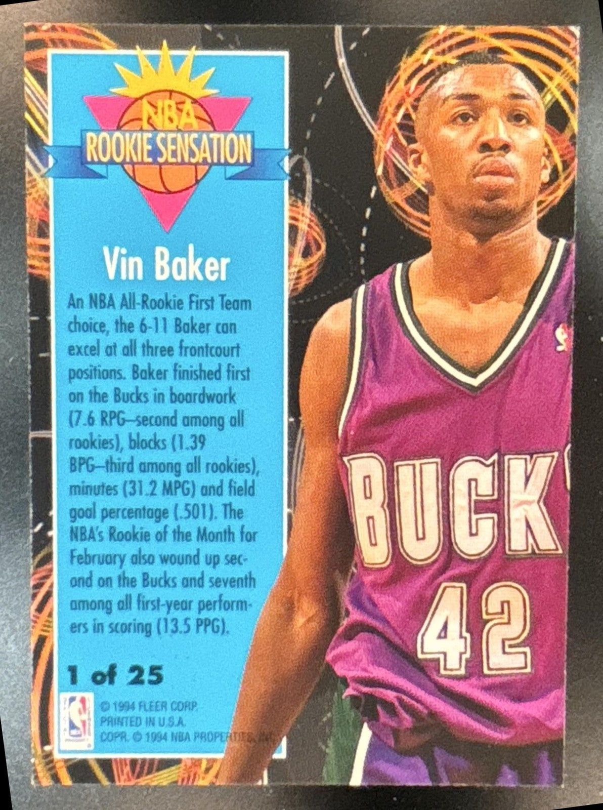 1994-95 Fleer Vin Baker Rookie Sensations #1 Bucks