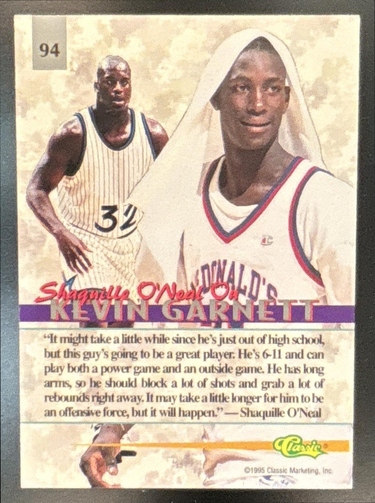1995-96 Classic Visions Kevin Garnett #94 RC Minnesota Timberwolves