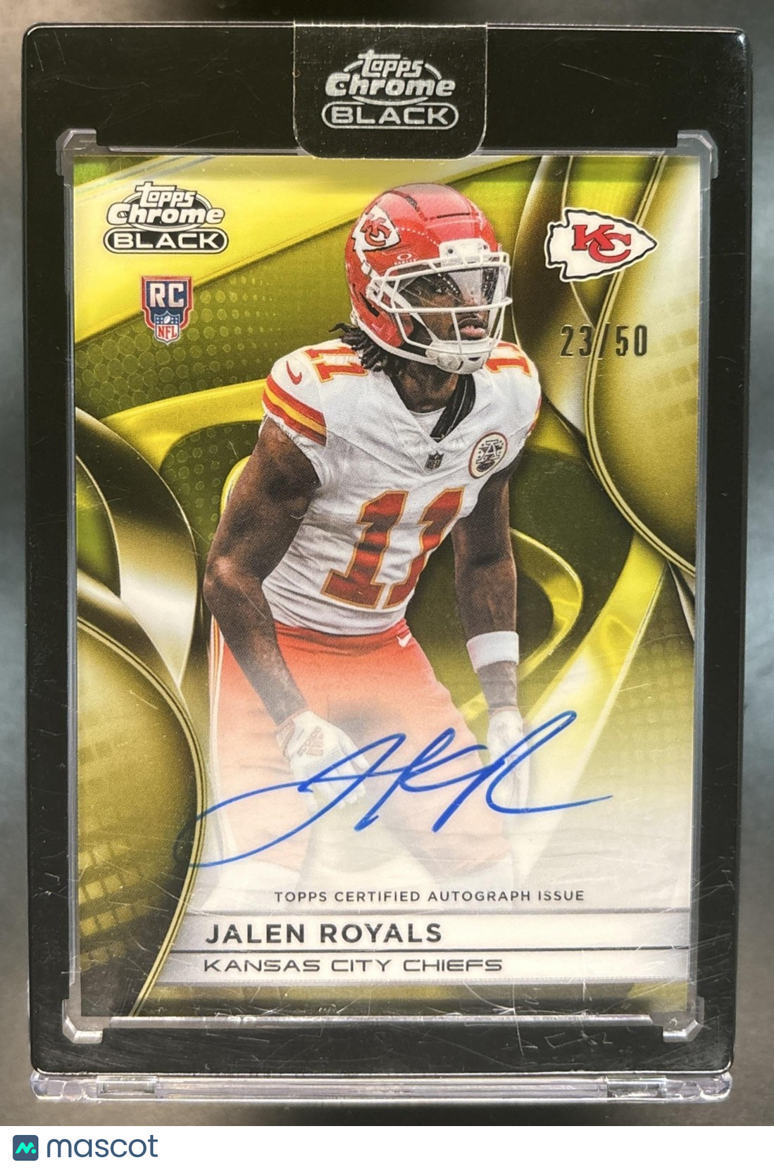 2025 Topps Chrome Black Jalen Royals Rookie Auto Gold /50 RC Kansas City Chiefs